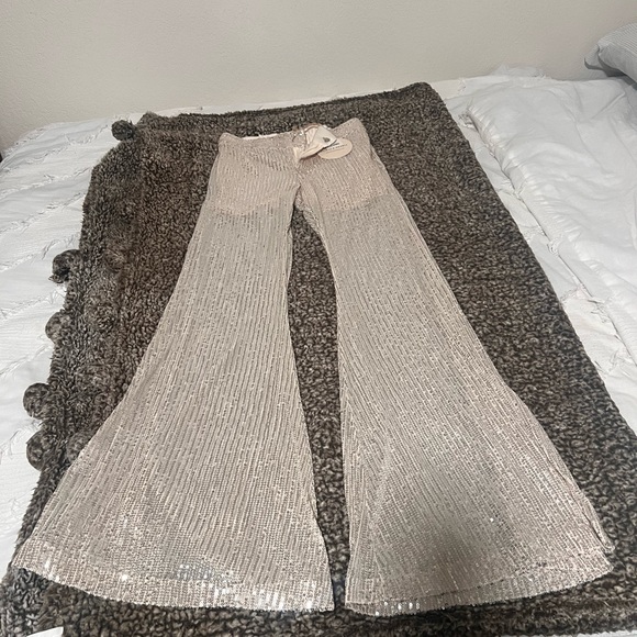 Saints And Hearts Rose Gold Sequin Bell Bottom Pants - Picture 3 of 6